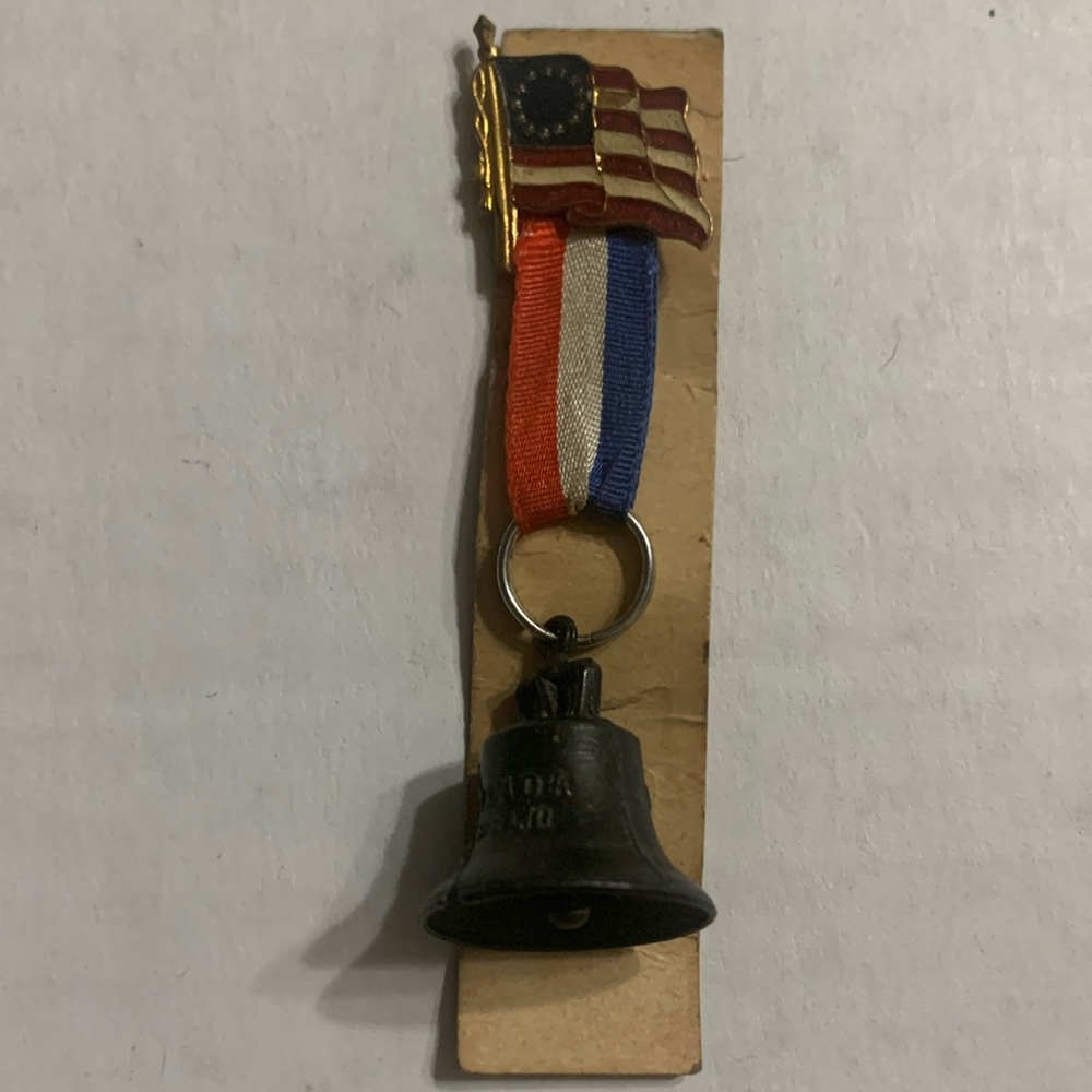 Antique Liberty Bell Ribbon pin w/ original backing from PA